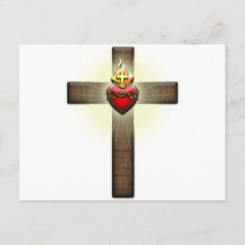 Sacred Heart Of Jesus Cross Postcard by SteelCrossGraphics at Zazzle