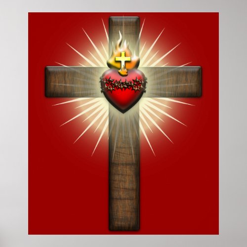 Sacred Heart of Jesus Cross Poster