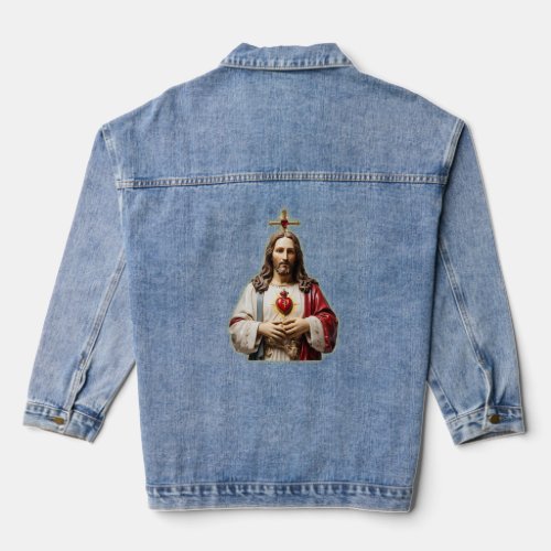 sacred heart of jesus   denim jacket