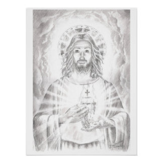 Sacred Heart of Jesus, Drawing by Jenny McLaughlin Poster