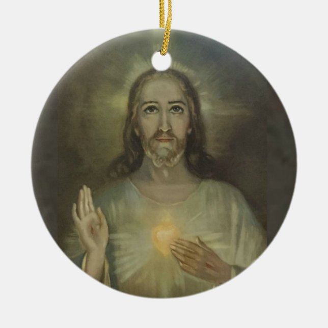 Sacred Heart of Jesus Enthronement Ceramic Ornament (Front)