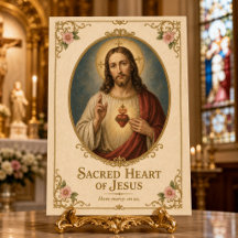 Sacred Heart of Jesus Floral Gold Vintage