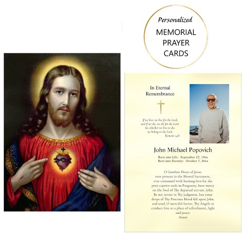 Sacred Heart of Jesus Funeral Prayer Cards