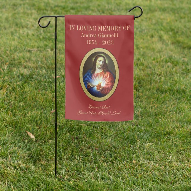 Sacred Heart of Jesus Gravesite Memorial Catholic  Garden Flag (In SItu)