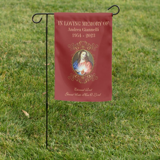 Sacred Heart of Jesus Gravesite Memorial Catholic  Garden Flag (In SItu)