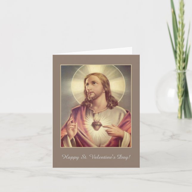 Sacred Heart of Jesus Heart Valentine Holiday Card (Front)