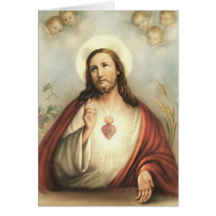 Sacred Heart of Jesus Heart with Cherubs Cards