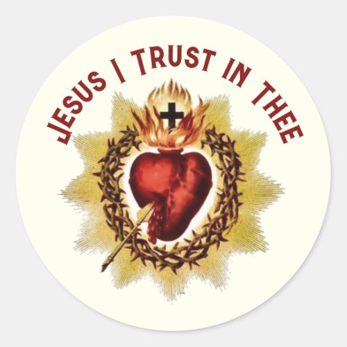 Sacred Heart of Jesus I Trust in Thee Classic Classic Round Sticker
