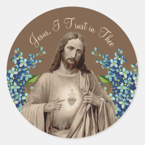 Sacred Heart of Jesus I Trust in Thee Classic Roun Classic Round Sticker