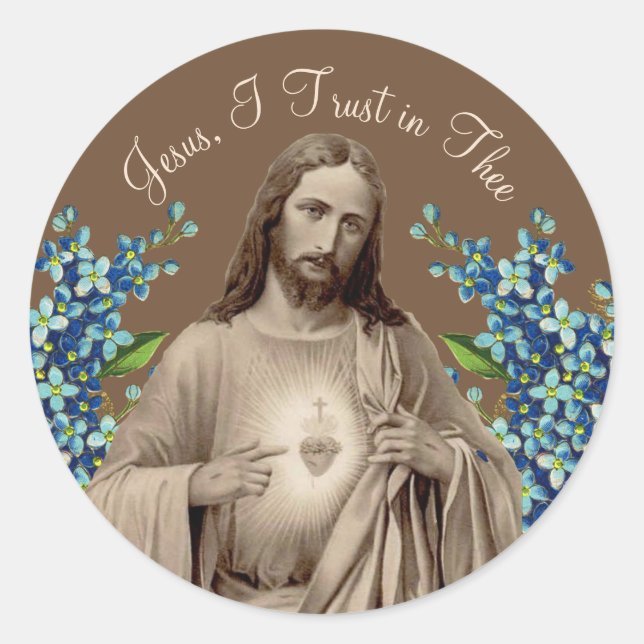 Sacred Heart of Jesus I Trust in Thee Classic Roun Classic Round Sticker (Front)