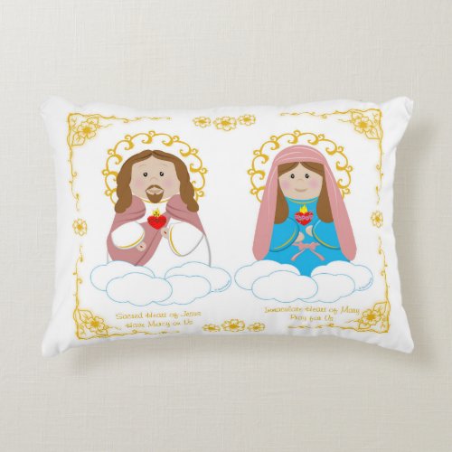 Sacred Heart of Jesus  Immaculate Heart of Mary Accent Pillow