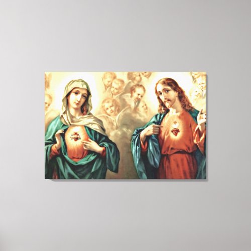 Sacred Heart of Jesus Immaculate Heart of Mary Canvas Print