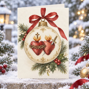 Sacred Heart of Jesus Immaculate Heart of Mary Holiday Card