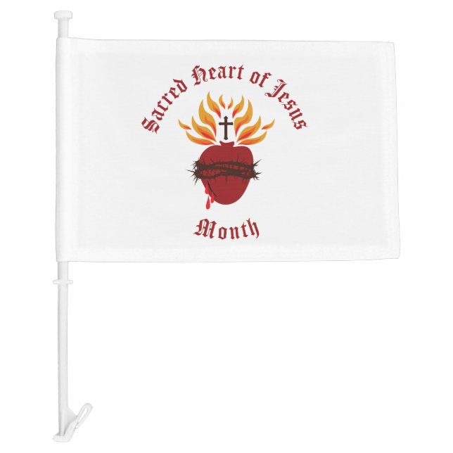 Sacred Heart of Jesus Month of June Car Flag (Front)