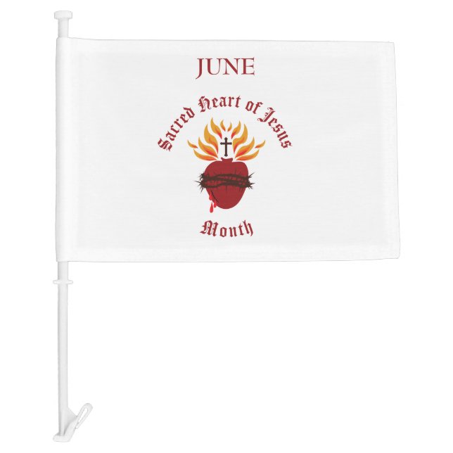 Sacred Heart of Jesus Month of June Car Flag (Front)