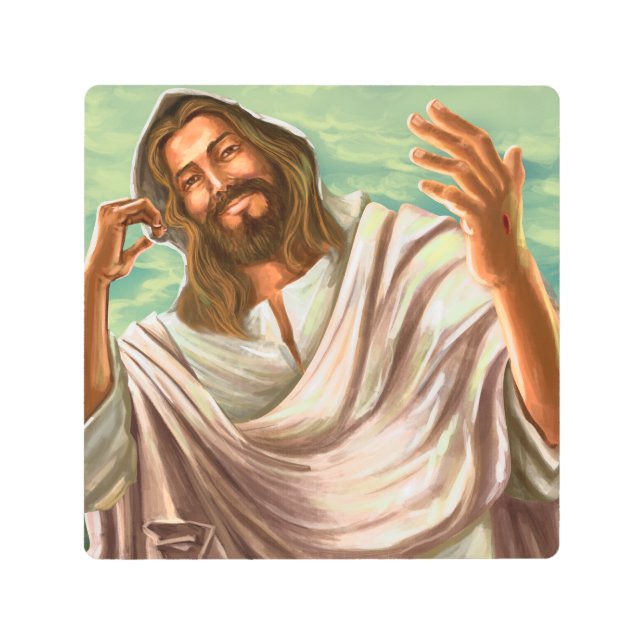 Sacred Heart of Jesus Oil Painted Metal Wall Art (Front)