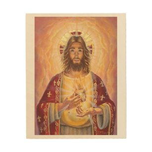 Sacred Heart of Jesus, Original Painting, Wood Wall Art