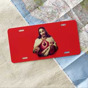 Sacred Heart of Jesus painting - Portugal License Plate