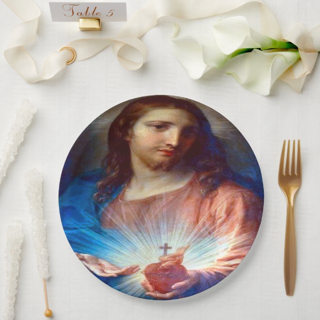 Sacred Heart of Jesus Paper Plates (Wedding)