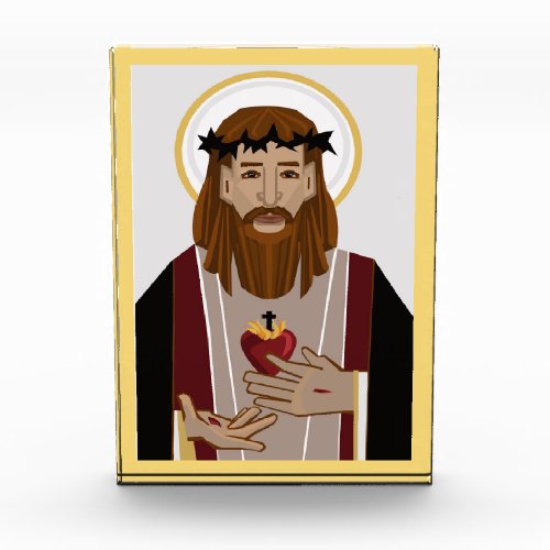 Sacred Heart of Jesus Paperweight Photo Block