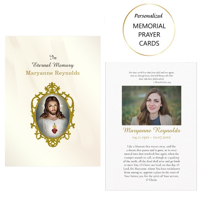 Sacred Heart of Jesus Photo Memorial Prayer Card (Creator Uploaded)