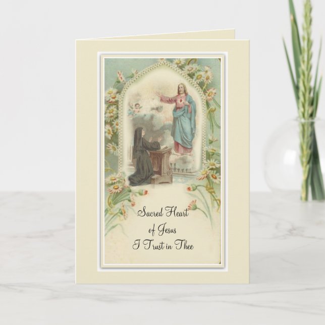 Sacred Heart of Jesus Promises St. Margaret Mary Card (Front)