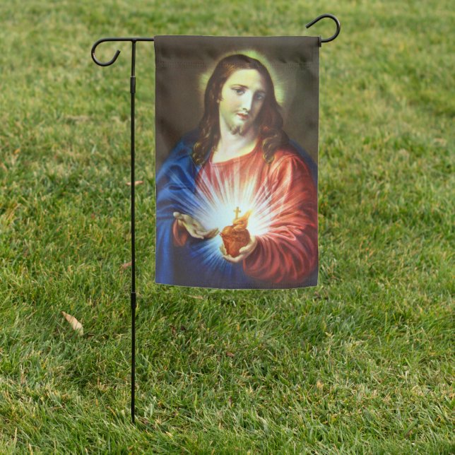 Sacred Heart of Jesus Religious Garden Flag (In SItu)