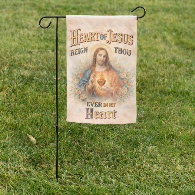 Sacred Heart of Jesus Religious Garden Flag (In SItu)