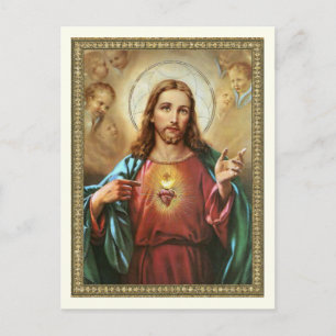Sacred Heart of Jesus Religious Vintage Postcard