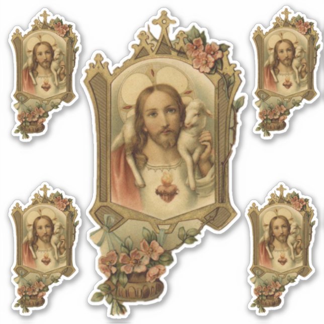 Sacred Heart of  Jesus Religious Vinyl Sticker (Front)
