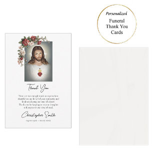 Sacred Heart of Jesus Roman Catholic Funeral Thank You Card