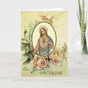 Sacred Heart of Jesus Roses Special Day Card