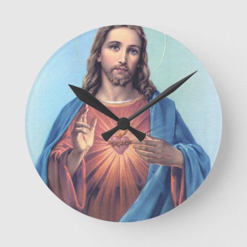 Sacred Heart Of Jesus Round Clock