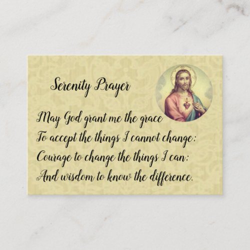 Sacred Heart of Jesus Serenity Prayer Business Card