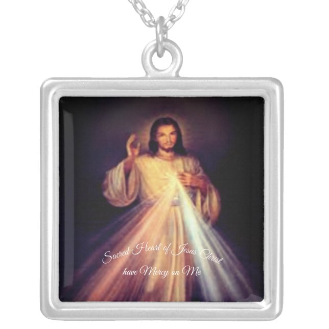 Sacred Heart of Jesus Silver Plated Necklace (Front)