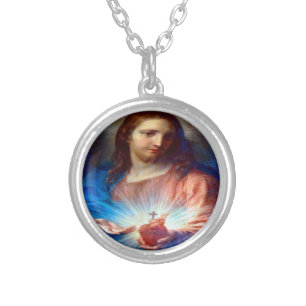 Sacred Heart of Jesus Silver Plated Necklace