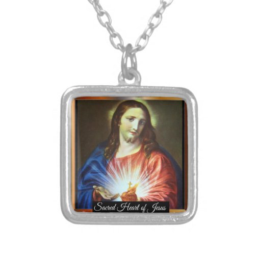 Sacred Heart of Jesus Silver Plated Necklace