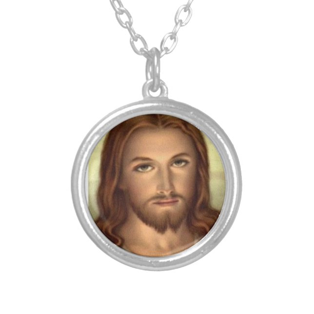 Sacred Heart of Jesus Silver Plated Necklace (Front)
