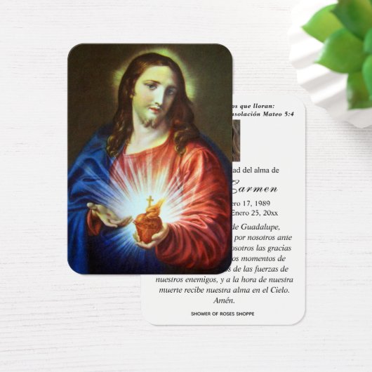 Sacred Heart of Jesus  Spanish Funeral Holy Prayer (Desk)