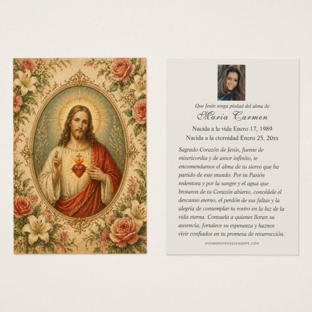 Sacred Heart of Jesus Spanish Funeral Prayer  (Front & Back)
