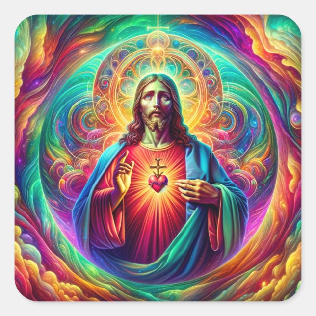 Sacred Heart of Jesus Square Sticker (Front)