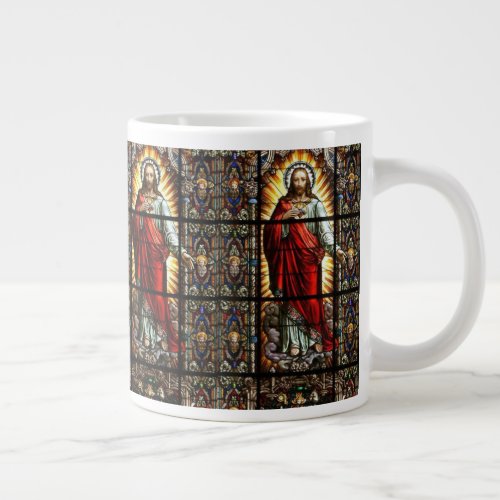 Sacred Heart of Jesus Stained Glass Giant Coffee Mug