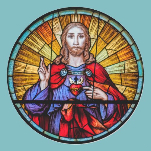 Sacred Heart of Jesus Stained Glass Window Classic Round Sticker