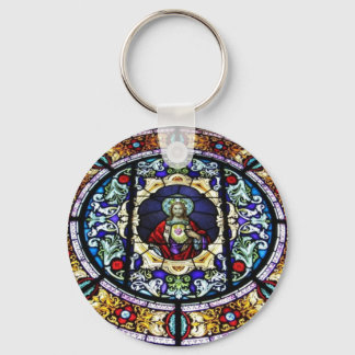 Sacred Heart of Jesus Stained Glass Window Keychain
