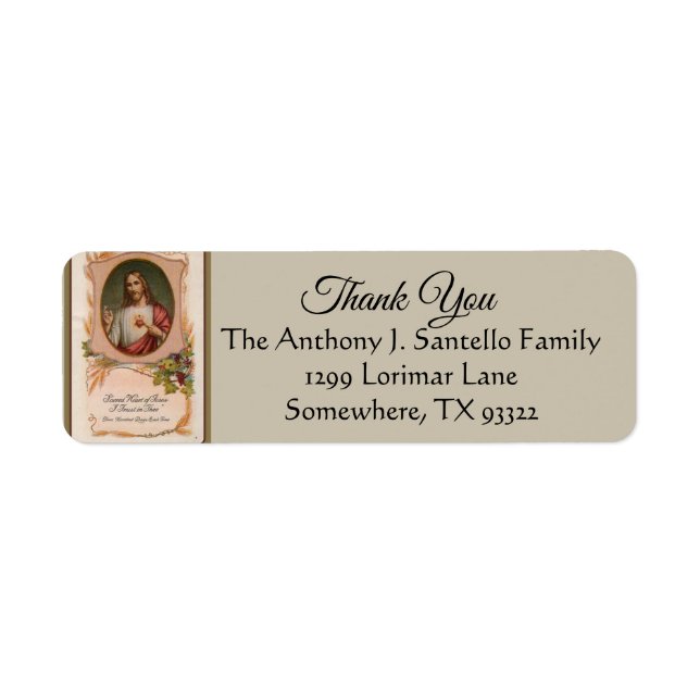 Sacred Heart of Jesus Thank You Label (Front)