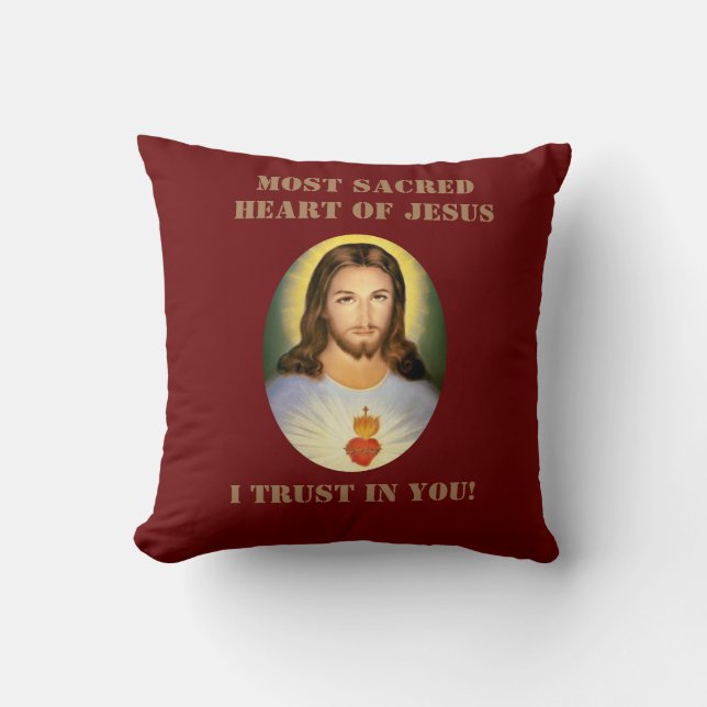 Sacred Heart of Jesus Throw Pillow (Front)