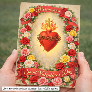 Sacred Heart of Jesus Valentines Prayer Roses Business Card