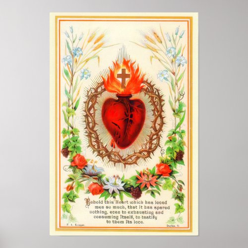 Sacred Heart of Jesus Vintage B_092621 Poster