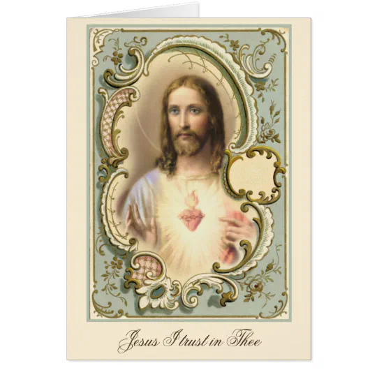 Sacred Heart Jesus picture/holy card crocheted edge 2.25" Select color ᵇ v1 