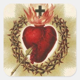 Sacred Heart of Jesus Vintage Catholic Religious Classic Round Sticker
